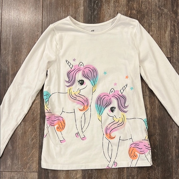H&M White & Purple Unicorn Graphic Long Sleeve Tee - Picture 2 of 6